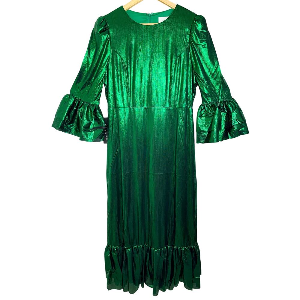 NWT Tuckernuck Pomander Place Lilith Emerald Green Metallic Midi Dress Size L